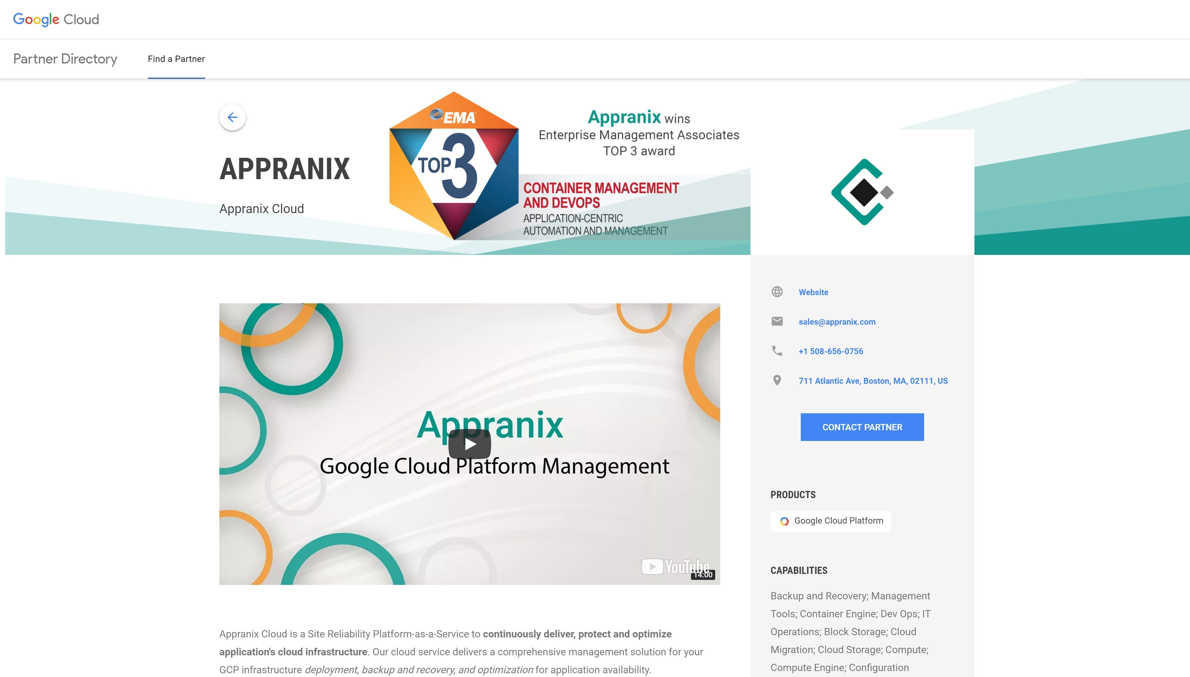 Appranix Site Reliability PaaS is now on the Google Cloud Marketplace
